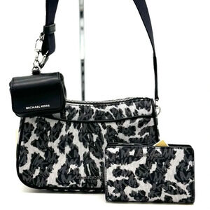 Michael Kors Jet Set Medium Leopard Logo Crossbody Bag w AirPods Case and Wallet